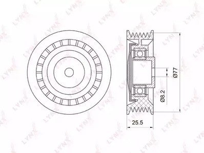 Ролик-натяжитель ручейкового ремня Lynx VW T4 2.0 / 2.4 / 2.5 91>> 18X81X22.5mm