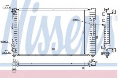 Радиатор основной Nissens VW Passat / A4 / A6 1.6-2.3 630x397 / МКПП (Termal - акпп / мкпп)