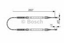 Трос стояночного тормоза BOSCH для Citroen Jumper (94-06) / Fiat Ducato (94-06) L 2827 мм / бараб. торм.
