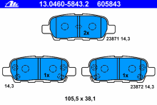 Колодки тормозные задние дисковые комплект ATE для Nissan Teana Qashqai Tiida