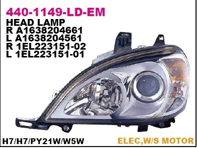 Фара правая Depo для Mercedes Benz W163 02 / 98> H7, после 2001
