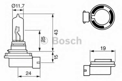 Лампа BOSCH H9 12V-65W PGJ19-5 V=12, W=65, H9, белый PGJ19-5