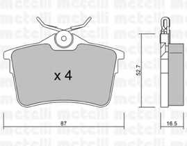 Колодки тормозные задние дисковые комплект Metelli для Peugeot 308 / Partner Tepee (2008>)