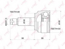 ШРУС наружный передний Lynx для Mazda 6 (GH) (2007>) 33x62x28