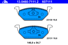 Колодки тормозные передние комплект ATE для Audi A3 / Golf IV / Bora / Skoda 19.7x146x54.7 Колодки тормозные передние комплект ATE для Audi A3 / Golf IV / Bora / Skoda 19.7x146x54.7