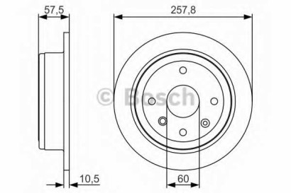Диск тормозной задний BOSCH для Chevrolet Lacetti (04>) / Nubira (97>)