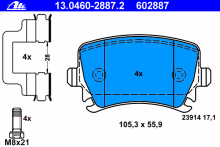 Колодки тормозные задние дисковые комплект ATE для Audi A4 (8E2, B6) 1.8 T Колодки тормозные задние дисковые комплект ATE для Audi A4 (8E2, B6) 1.8 T