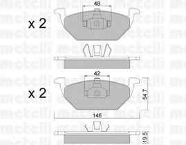 Колодки тормозные передние комплект Metelli для Audi A3 / Golf IV / Bora / Skoda 19.7x146x54.7