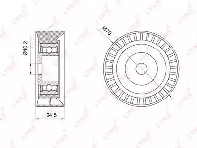 Ролик-натяжитель ручейкового ремня Lynx для BMW 3-E46 / 5-E39 / 7-E38 / Z3 70x24.5mm / также для M42 / M43 / M52 / M50 2.0-2.5
