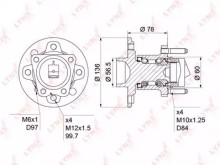 Ступица задняя Lynx для Opel Astra F / Vectra B / Astra G (1998-2005) / Zafira (4 болта C ABS С ПОДШИПНИКОМ