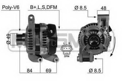 Генератор ERA для Focus II (2005-2008) 1.8-2.0L (120AMP)