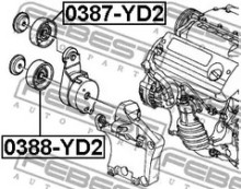 Ролик-натяжитель ручейкового ремня FEBEST для Acura MDX (2001-2006) МЕТАЛЛ.