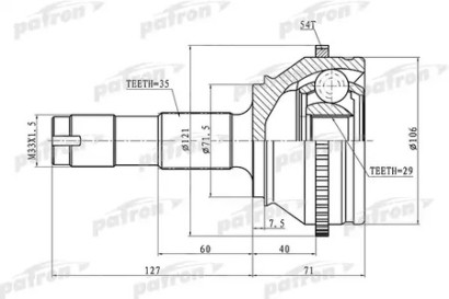 ШРУС наружный передний Patron для Fiat Ducato (+ЕЛАБУГА) (2002-2006)