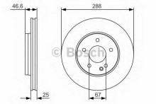 Диск тормозной передний вентилируемый BOSCH для Mercedes Benz W203 / C208 CLK 288x5 Диск тормозной передний вентилируемый BOSCH для Mercedes Benz W203 / C208 CLK 288x5