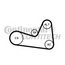 Комплект ручейкового ремня ContiTech для Renault Clio III (2005>) / Fluence (2010>) 1.5 dCi / 1.6 16V Комплект ручейкового ремня ContiTech для Renault Clio III (2005>) / Fluence (2010>) 1.5 dCi / 1.6 16V