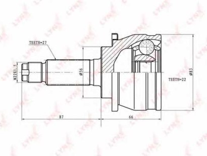 ШРУС наружный передний Lynx для Subaru Impreza 1.8I 4WD 92-00 27x22x56