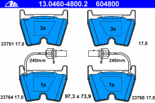 Колодки тормозные передние комплект ATE для Audi A6 [C6] (05>) / VW Phaeton (02>)