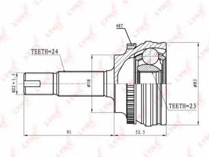ШРУС наружный передний Lynx для Toyota Echo / Yaris (1999-2005) с ABS 48зуб.