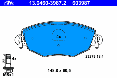 Колодки тормозные передние комплект ATE для Ford Mondeo 11 / 00> / Jaguar X-Type
