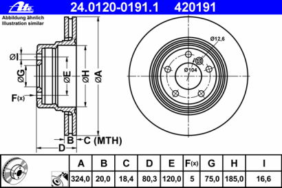 Диск тормозной задний ATE для X5 E53 (2002>2007) 4.4 - 4.8 is