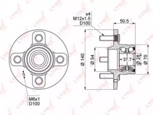 Ступица задняя Lynx для Hyundai Accent 00> без ABS / 1.3 / 1.5L / в сборе со ступицей