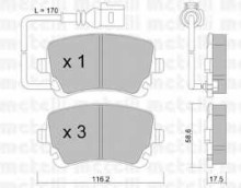 Колодки тормозные задние дисковые комплект Metelli VW Transporter V / Multivan с датчиком Колодки тормозные задние дисковые комплект Metelli VW Transporter V / Multivan с датчиком