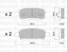 Колодки тормозные задние дисковые комплект Metelli для Mitsubishi Pajero 00> Akebono
