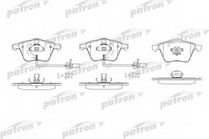 Колодки тормозные передние комплект Patron для Audi A4 / A6 / A8 00>