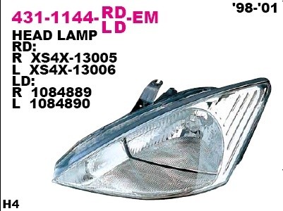 Фара левая Depo для Ford Focus I (1998-2001) H4|P21 / 5W