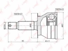 ШРУС наружный передний Lynx для Hyundai Sonata V (NEW EF) (2001>) 23X60X27 без ABS