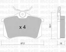 Колодки тормозные задние дисковые комплект Metelli для Seat / Peugeot / VW 87.2x52x15ММ