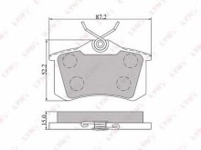Колодки тормозные задние дисковые комплект Lynx для Seat / Peugeot / VW 87.2x52x15ММ Колодки тормозные задние дисковые комплект Lynx для Seat / Peugeot / VW 87.2x52x15ММ
