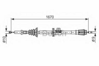 Трос стояночного тормоза BOSCH для Volvo 850 94> / S70 / V70 98> L=1670mm