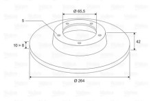 Диск тормозной задний Valeo для Opel Astra G / H / Zafira F75 Meriva (2003-2010) 5 отверстий / D=264mm Диск тормозной задний Valeo для Opel Astra G / H / Zafira F75 Meriva (2003-2010) 5 отверстий / D=264mm