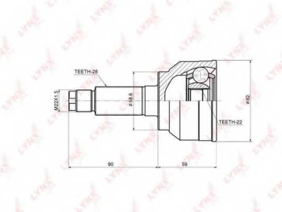 ШРУС наружный передний Lynx для Mazda 3 (BK) (2002-2009) без ABS 22X59X28
