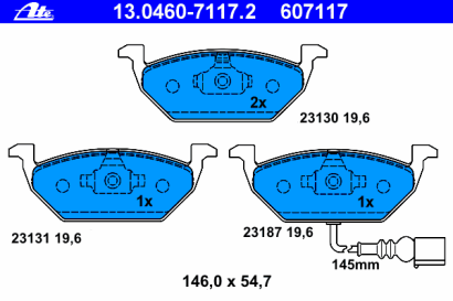 Колодки тормозные передние комплект ATE для Audi A2 / A3 / VW GOLF-4 / Bora