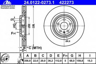 Диск тормозной задний ATE для Audi A6 [C7,4G] (2011>)