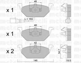 Колодки тормозные передние комплект Metelli для Audi A2 / A3 / VW GOLF-4 / Bora