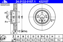 Диск тормозной передний вентилируемый ATE для Mercedes Benz W166 M-Klasse (ML) (2011>)