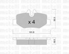 Колодки тормозные задние дисковые комплект Metelli для Mercedes Vito / Viano (W639) (2003>)