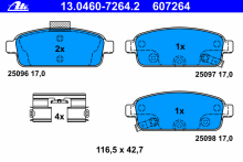 Колодки тормозные задние дисковые комплект ATE для Chevrolet Cruze / Opel Astra J (2010>) R15 / R16 / R17 Колодки тормозные задние дисковые комплект ATE для Chevrolet Cruze / Opel Astra J (2010>) R15 / R16 / R17